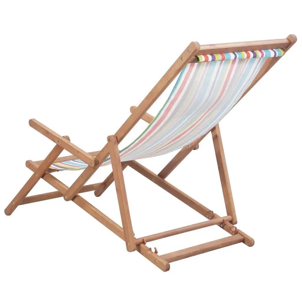 Folding Beach Chair Wooden Frame Multicolour Outdoor Garden Patio Reclining 3 Positions