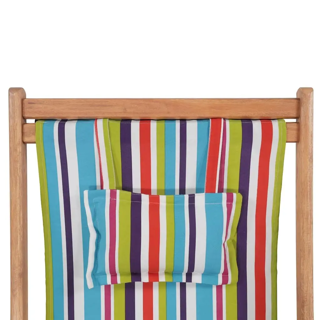 Folding Beach Chair Wooden Frame Multicolour Outdoor Garden Patio Reclining 3 Positions