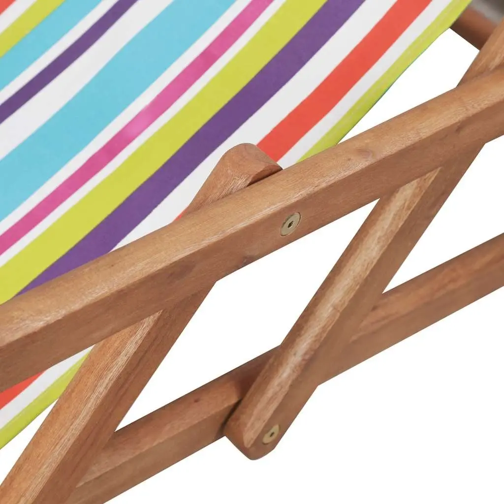 Folding Beach Chair Wooden Frame Multicolour Outdoor Garden Patio Reclining 3 Positions
