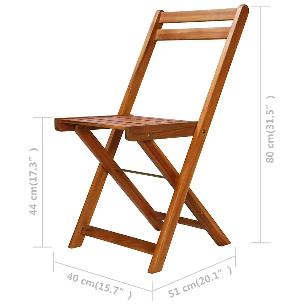 Outdoor Bistro Chairs Set 2 pcs Folding Garden Seating Wood Patio Furniture