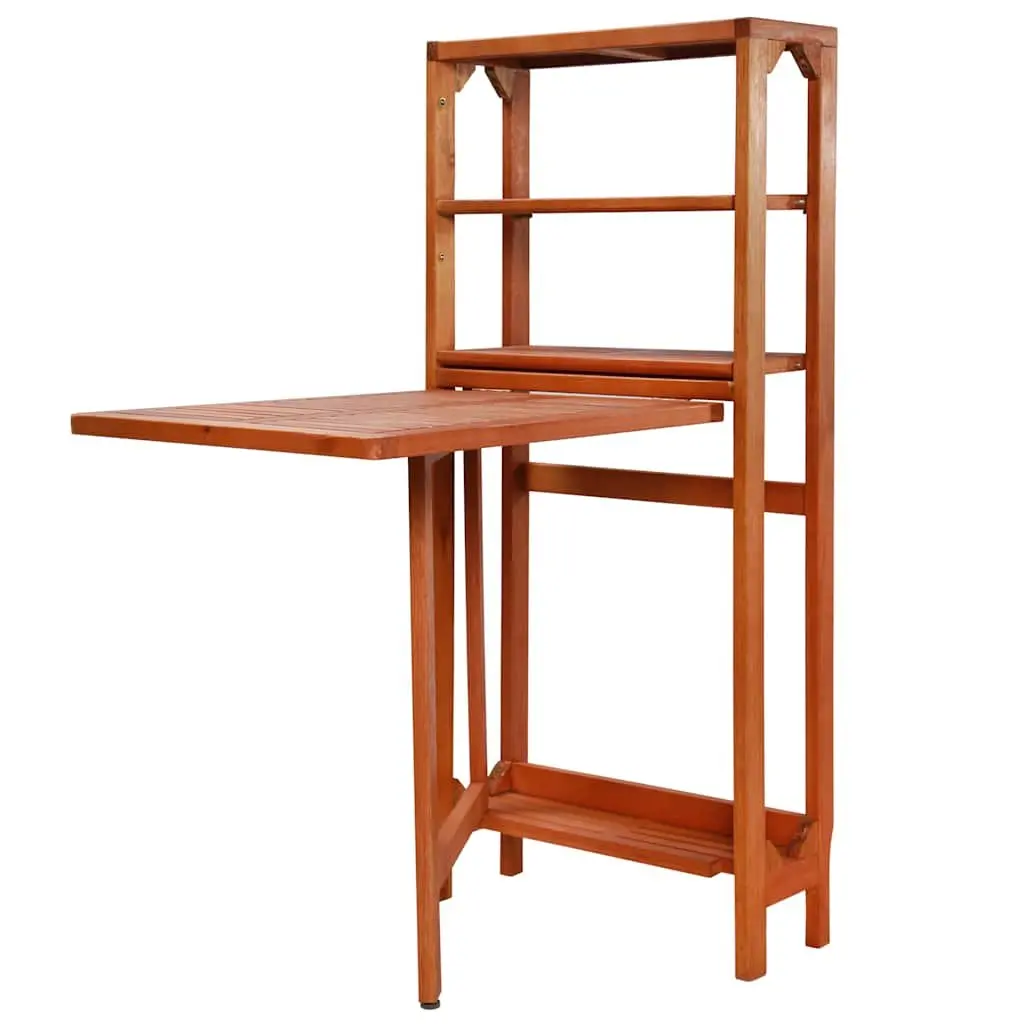 3 Piece Space Saving Folding Bistro Set Outdoor Furniture Brown Wooden Storage Rack Table and Chairs for Garden and Patio