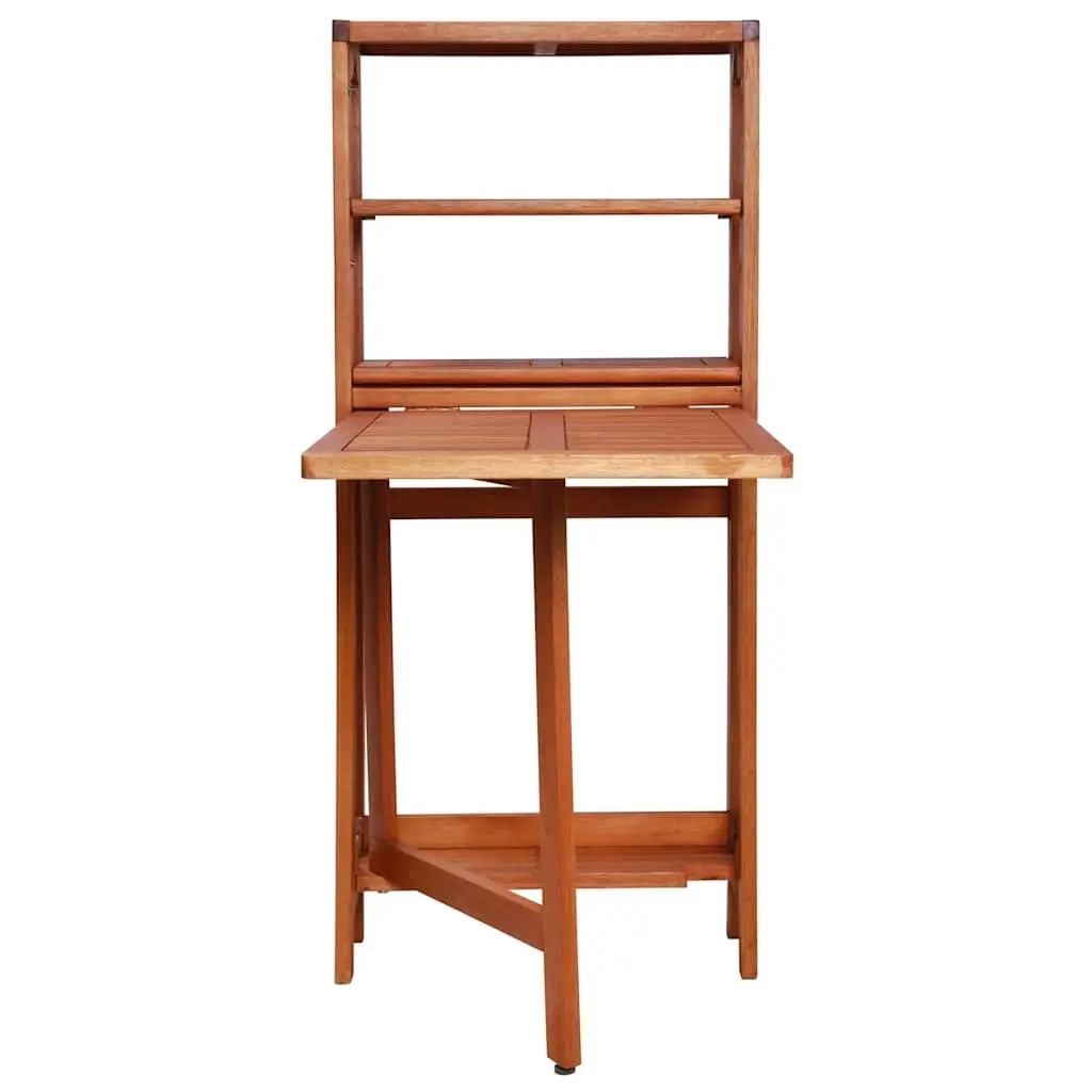 3 Piece Space Saving Folding Bistro Set Outdoor Furniture Brown Wooden Storage Rack Table and Chairs for Garden and Patio