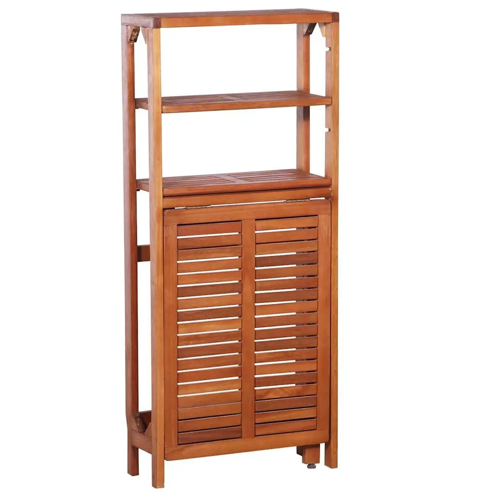 3 Piece Space Saving Folding Bistro Set Outdoor Furniture Brown Wooden Storage Rack Table and Chairs for Garden and Patio