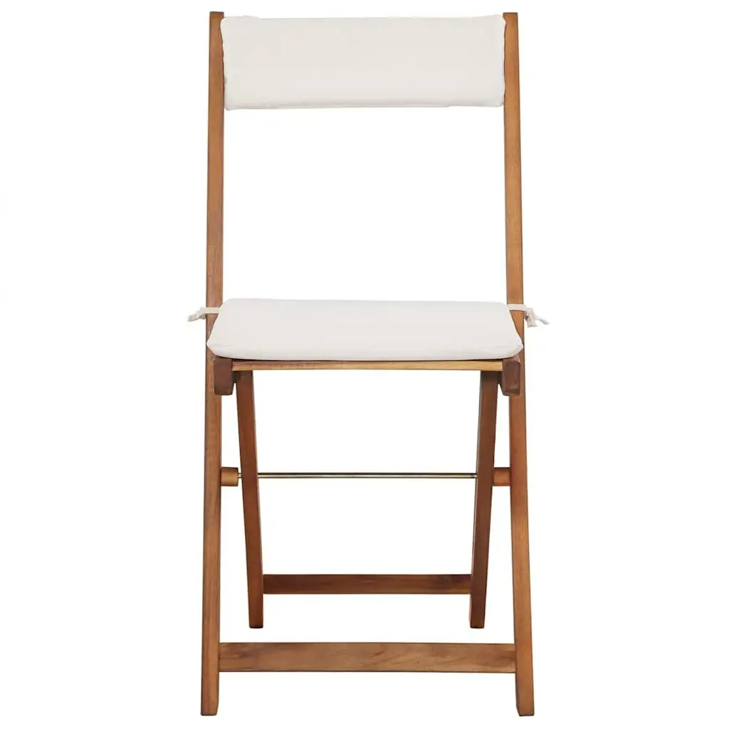 3 Piece Folding Bistro Set Weather-resistant Solid Acacia Wood with Cushions