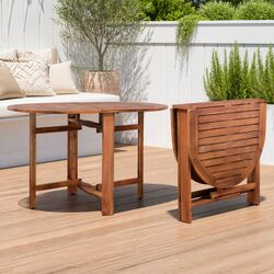Oval Outdoor Dining Table Folding Garden Furniture Brown Wood Patio Table