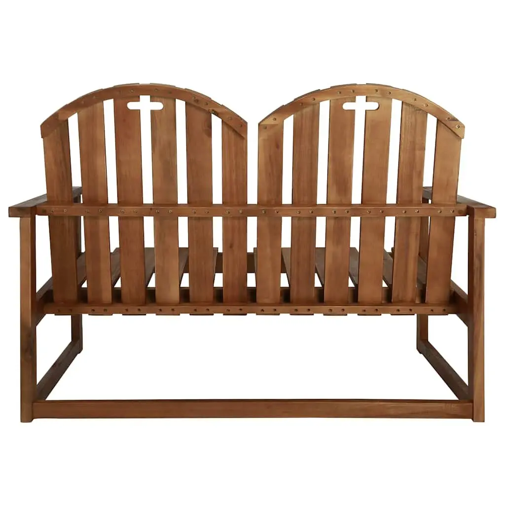 Wooden Garden Bench 110cm 2-Seater Outdoor Patio Seating with Backrest Armrests