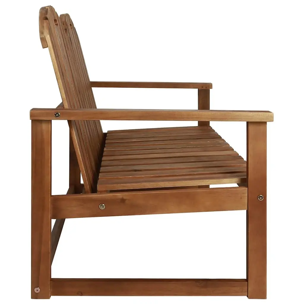 Wooden Garden Bench 110cm 2-Seater Outdoor Patio Seating with Backrest Armrests