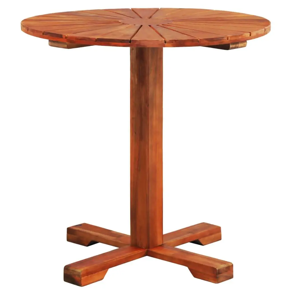 Bistro Table Outdoor Solid Acacia Wood Brown Pedestal 70x70cm