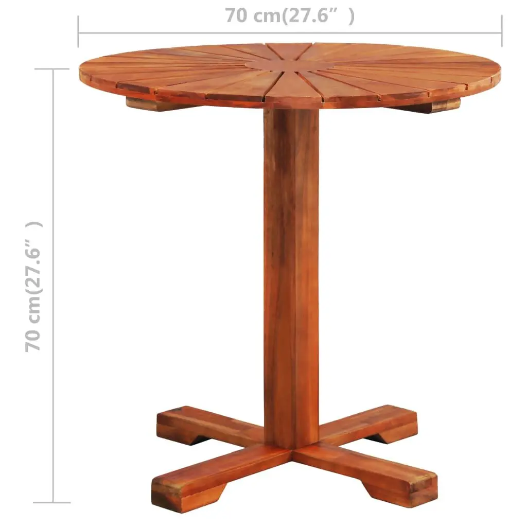 Bistro Table Outdoor Solid Acacia Wood Brown Pedestal 70x70cm