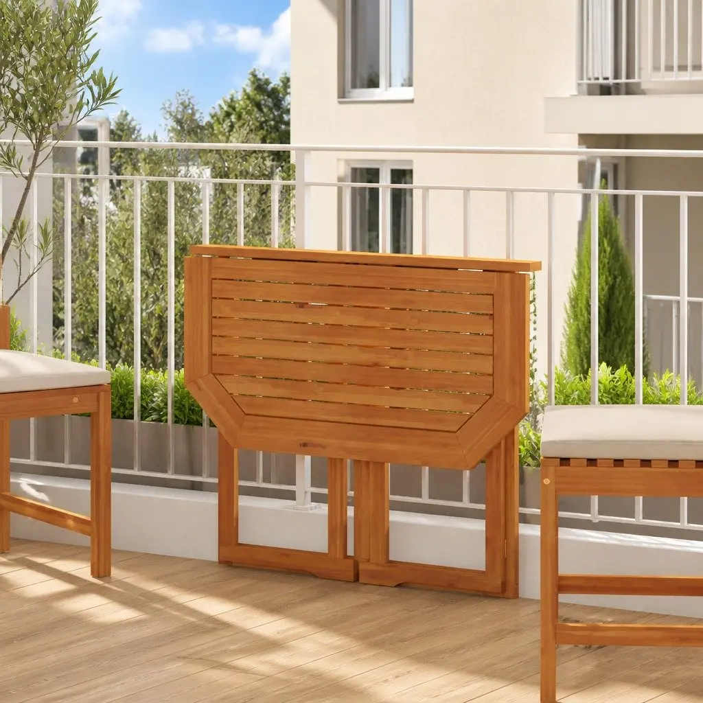 Outdoor Bistro Table Brown Foldable Solid Acacia Wood 90x50x75cm
