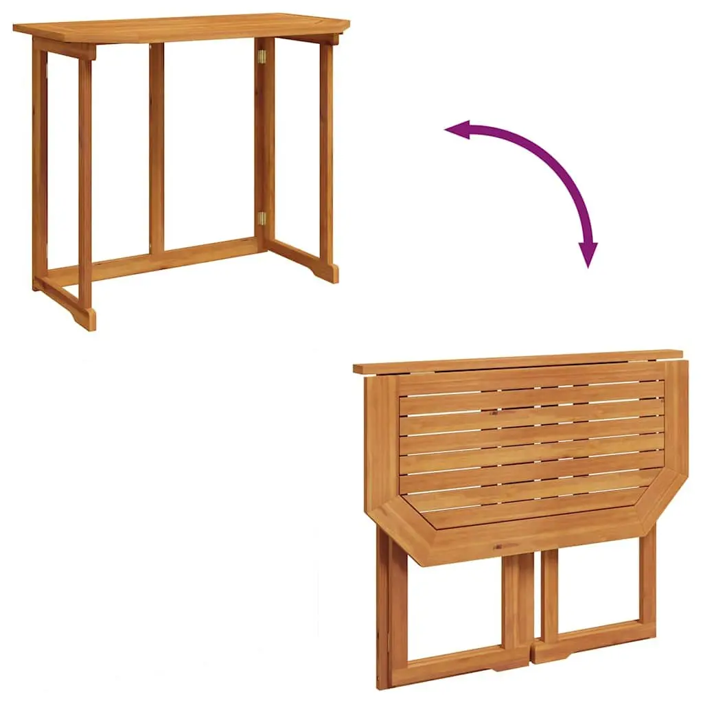 Outdoor Bistro Table Brown Foldable Solid Acacia Wood 90x50x75cm
