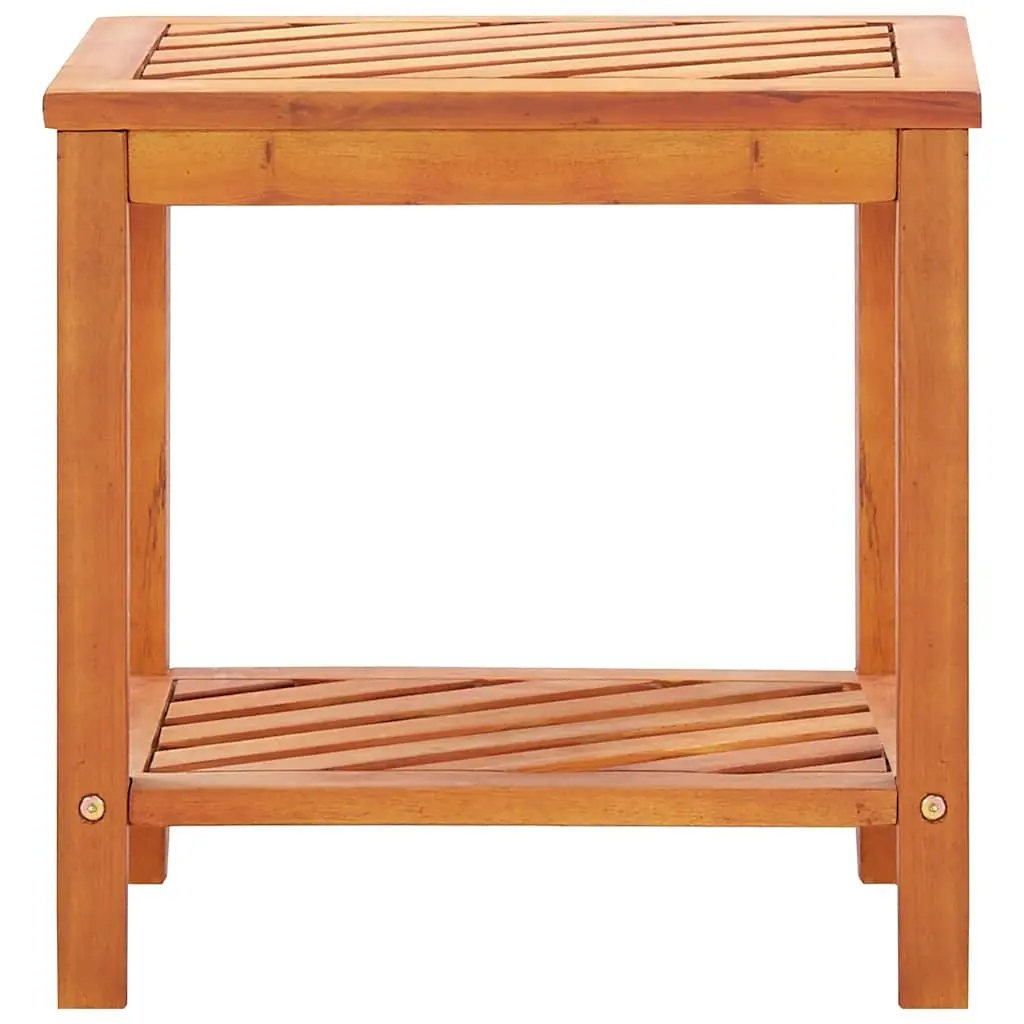 End Table Solid Wood Two-Tier Storage 45 x 33 x 45 cm