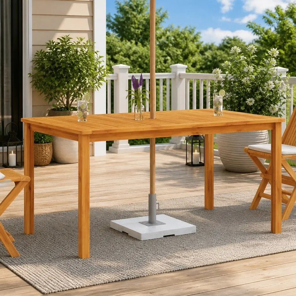 Outdoor Dining Table Solid Wood Garden Furniture Patio Desk Brown 150x90x74cm