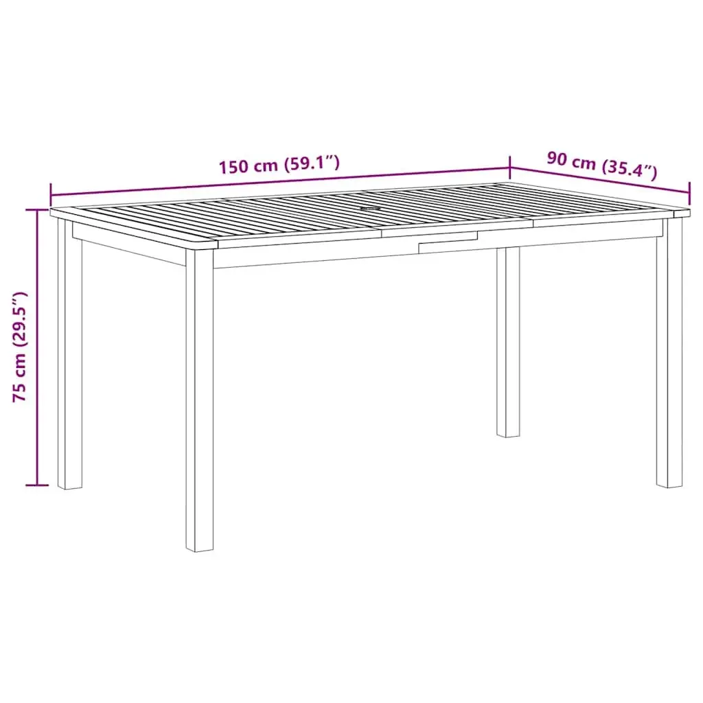 Outdoor Dining Table Solid Wood Garden Furniture Patio Desk Brown 150x90x74cm