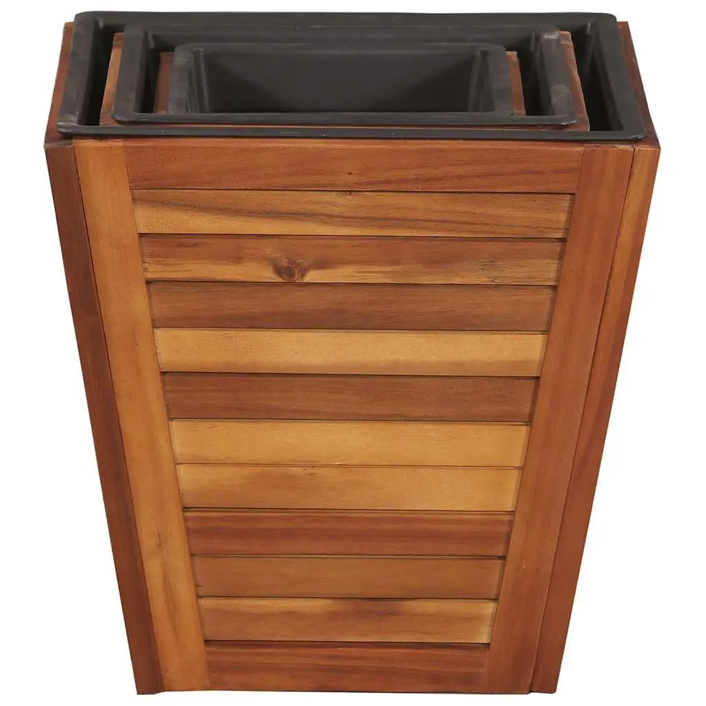 Garden Raised Bed Set Square Wooden Planter Pots Outdoor 3 Pieces