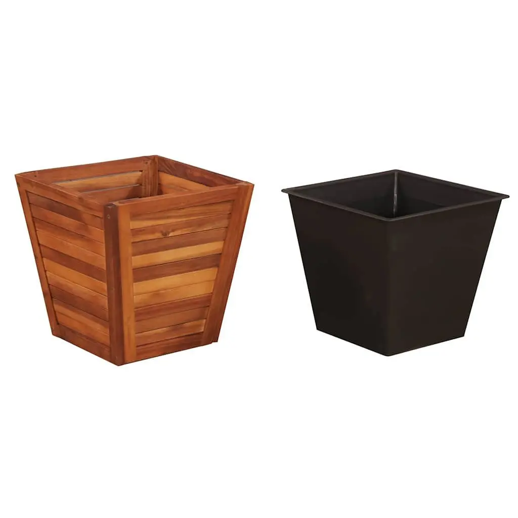Garden Raised Bed Set Square Wooden Planter Pots Outdoor 3 Pieces