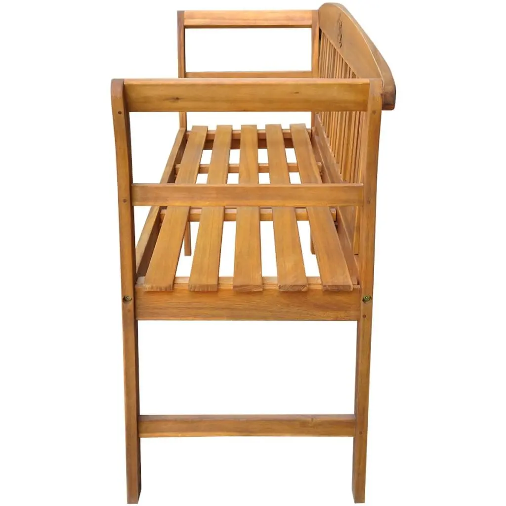 Garden Bench Engraved Rose Backrest 157cm Outdoor Wooden Seat
