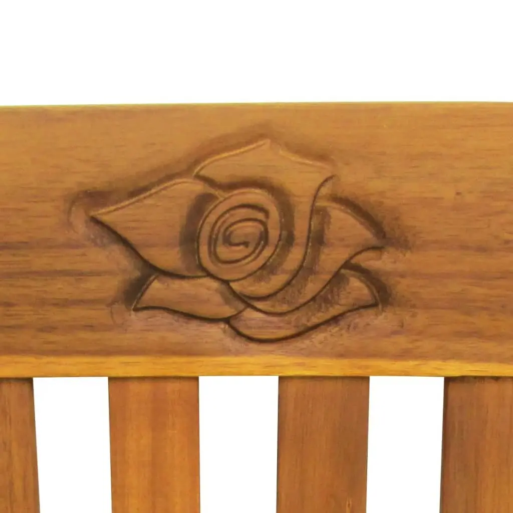 Garden Bench Engraved Rose Backrest 157cm Outdoor Wooden Seat