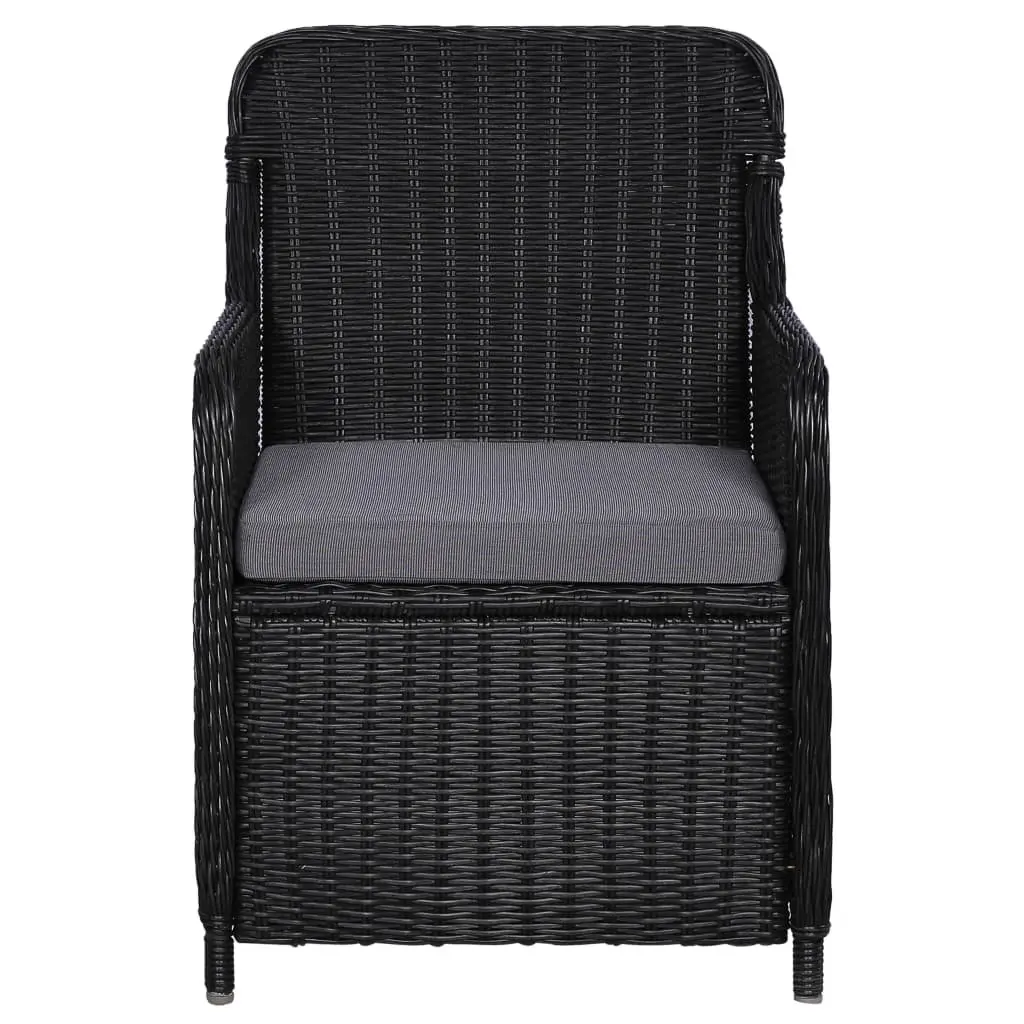Outdoor Armchairs with Cushions Black Poly Rattan Garden Seating 2 Piece Set