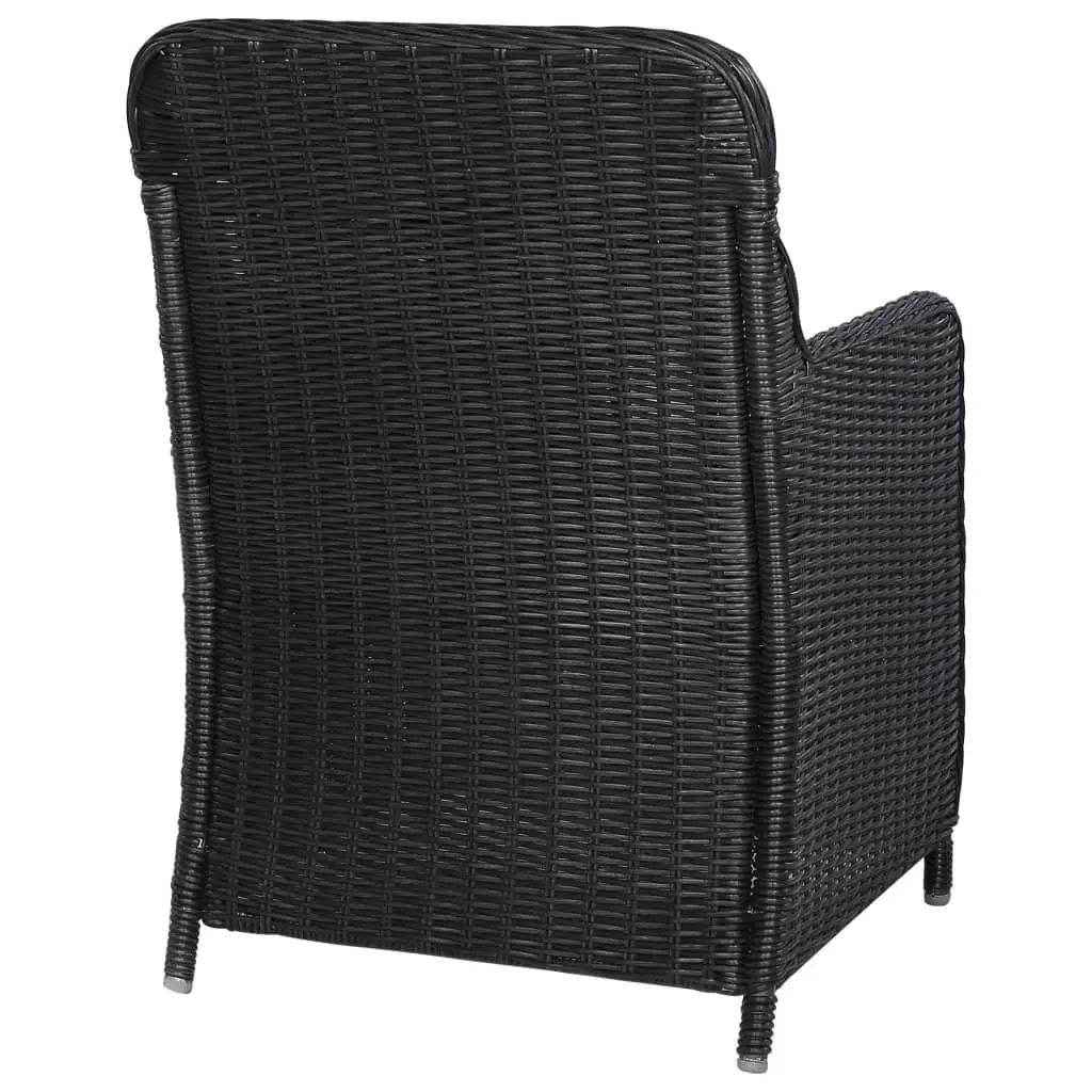 Outdoor Armchairs with Cushions Black Poly Rattan Garden Seating 2 Piece Set