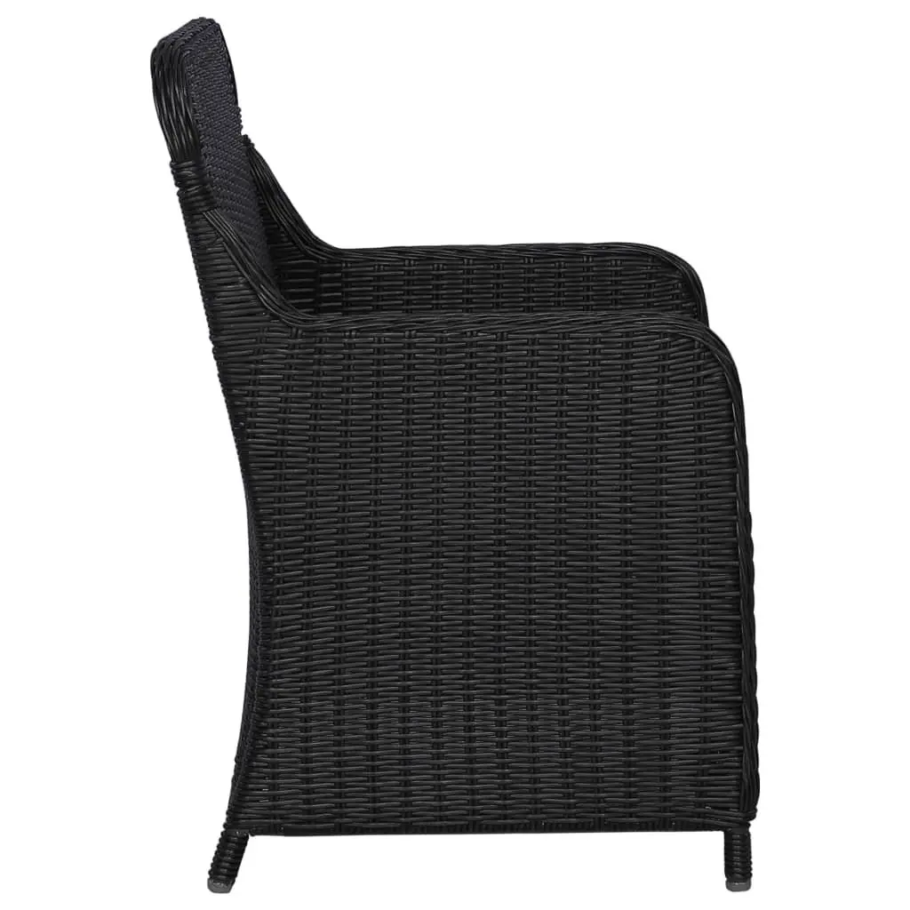 Outdoor Armchairs with Cushions Black Poly Rattan Garden Seating 2 Piece Set