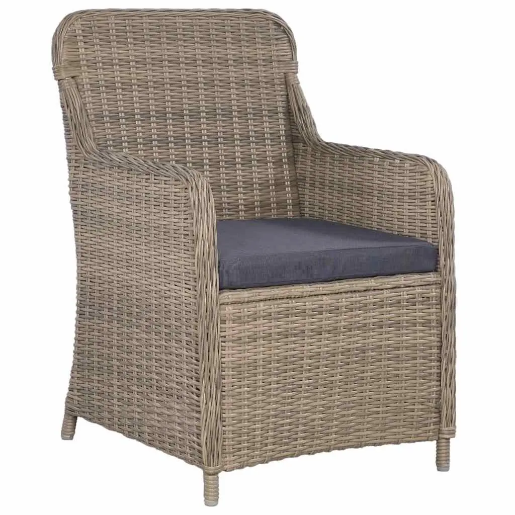 Outdoor Armchairs Set 2 pcs Poly Rattan Garden Patio Seating with Cushions Brown