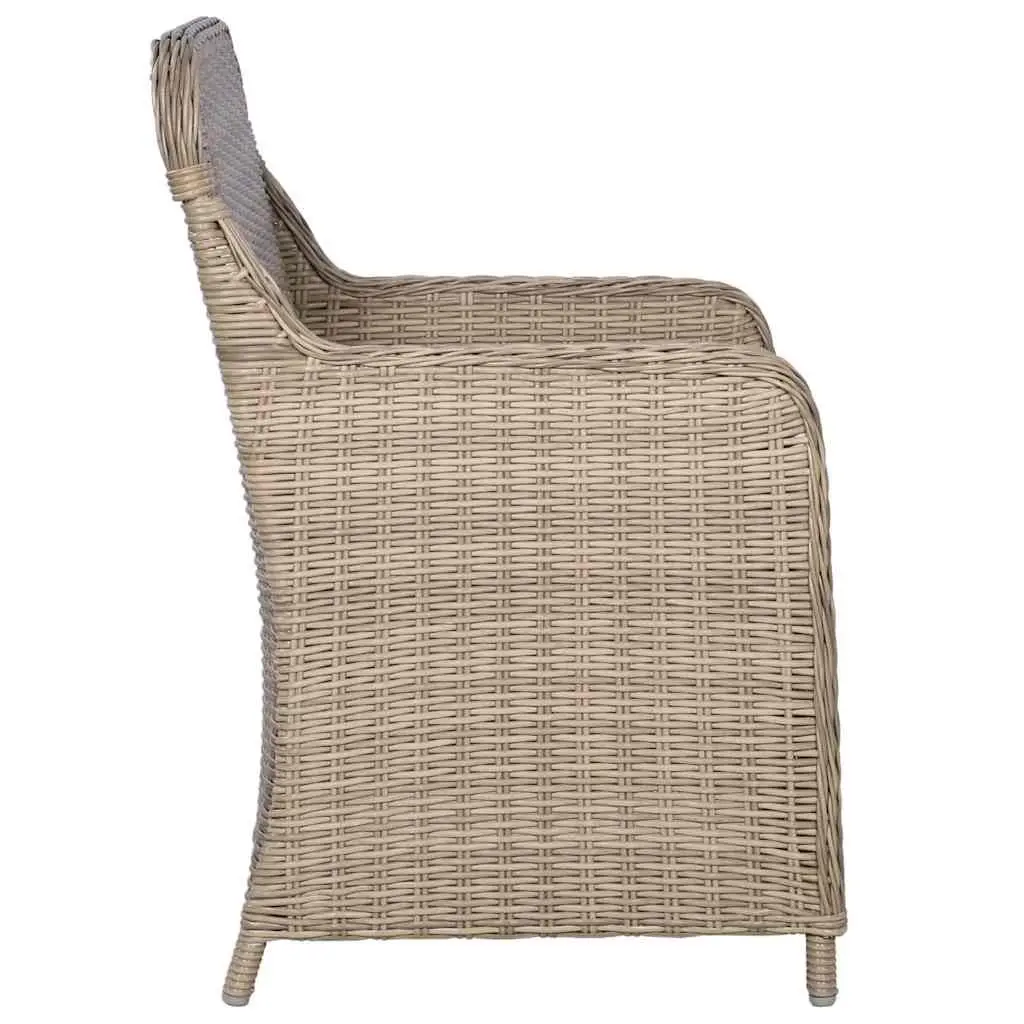 Outdoor Armchairs Set 2 pcs Poly Rattan Garden Patio Seating with Cushions Brown
