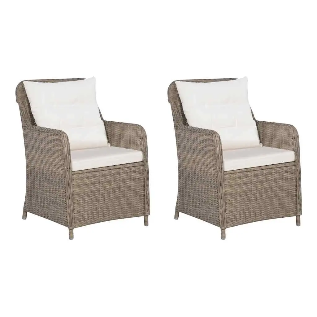 Outdoor Bistro Furniture Set Brown PE Rattan Dining Chairs and Table 3 Piece