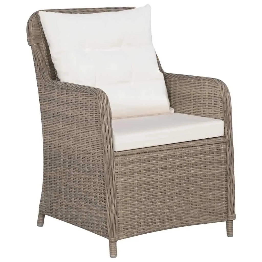 Outdoor Bistro Furniture Set Brown PE Rattan Dining Chairs and Table 3 Piece