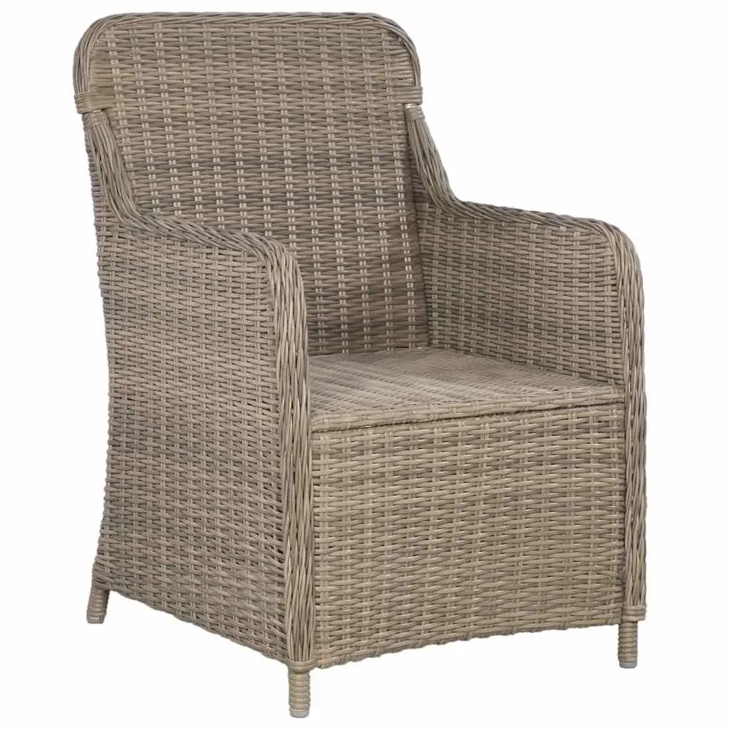 Outdoor Bistro Furniture Set Brown PE Rattan Dining Chairs and Table 3 Piece