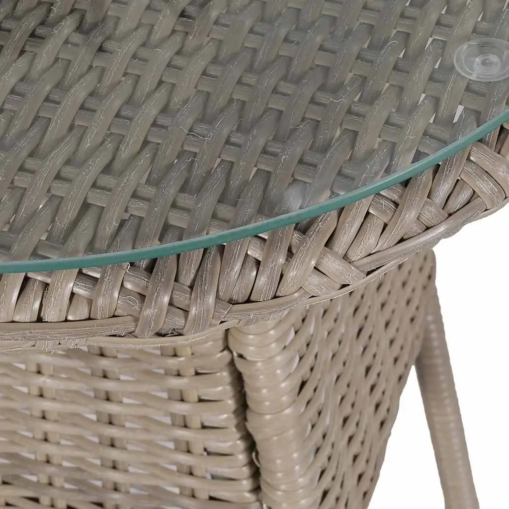 Outdoor Bistro Furniture Set Brown PE Rattan Dining Chairs and Table 3 Piece