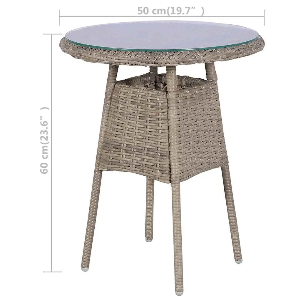 Outdoor Bistro Furniture Set Brown PE Rattan Dining Chairs and Table 3 Piece
