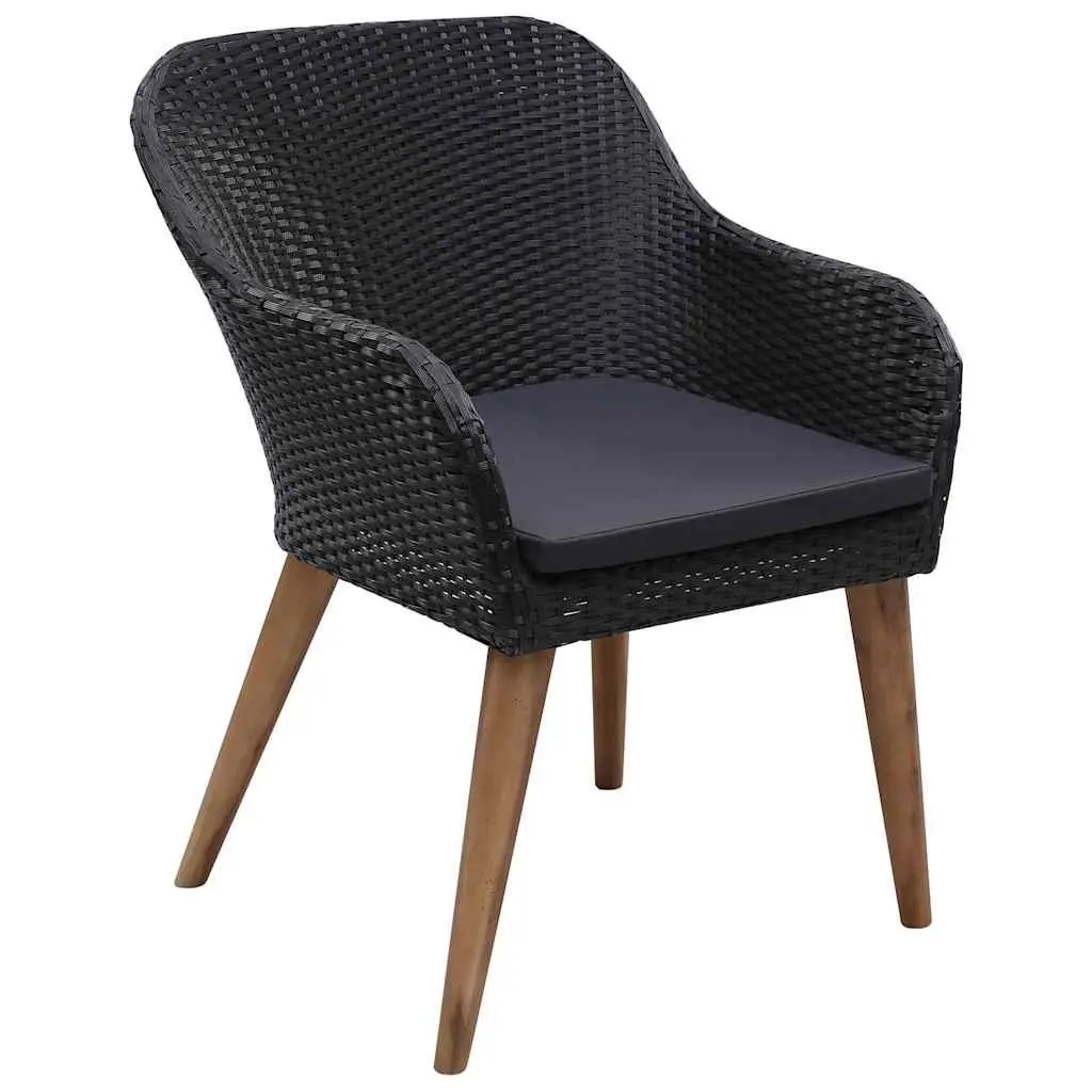 Outdoor Armchairs Set 2 pcs PE Rattan Garden Patio Seating Black