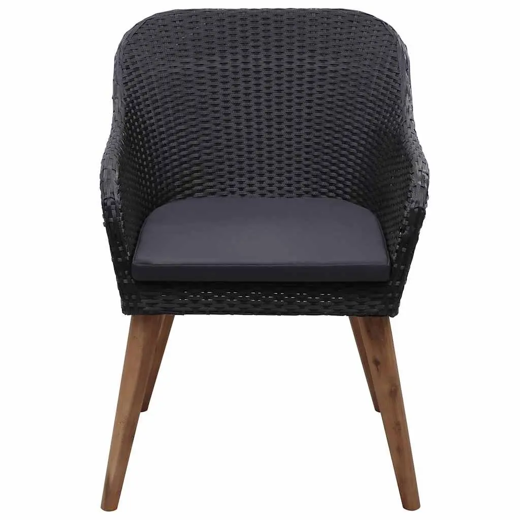 Outdoor Armchairs Set 2 pcs PE Rattan Garden Patio Seating Black