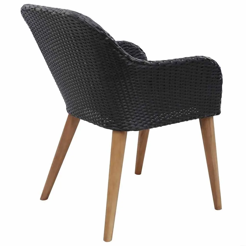Outdoor Armchairs Set 2 pcs PE Rattan Garden Patio Seating Black