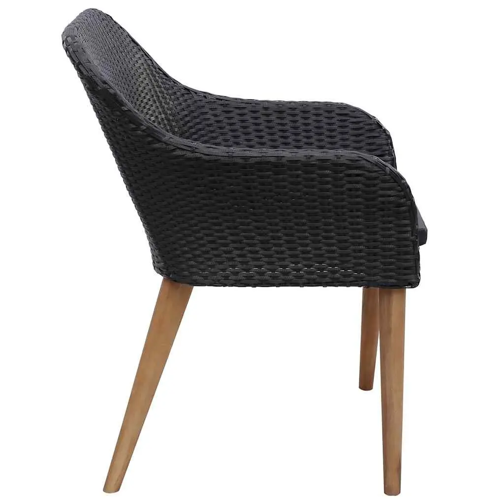 Outdoor Armchairs Set 2 pcs PE Rattan Garden Patio Seating Black