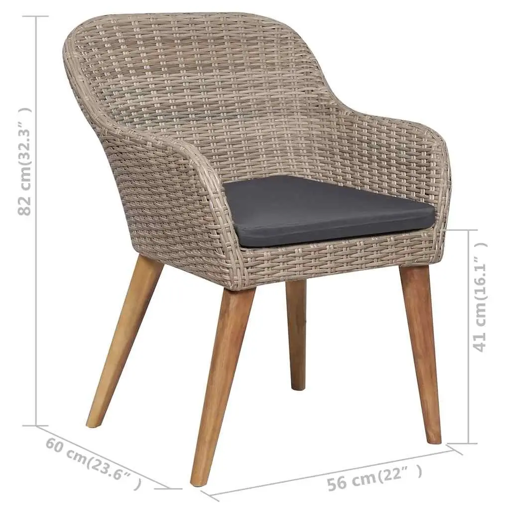 Patio Chairs Set 2 pcs Lightweight Weather-resistant PE Rattan with Cushions for Garden and Balcony