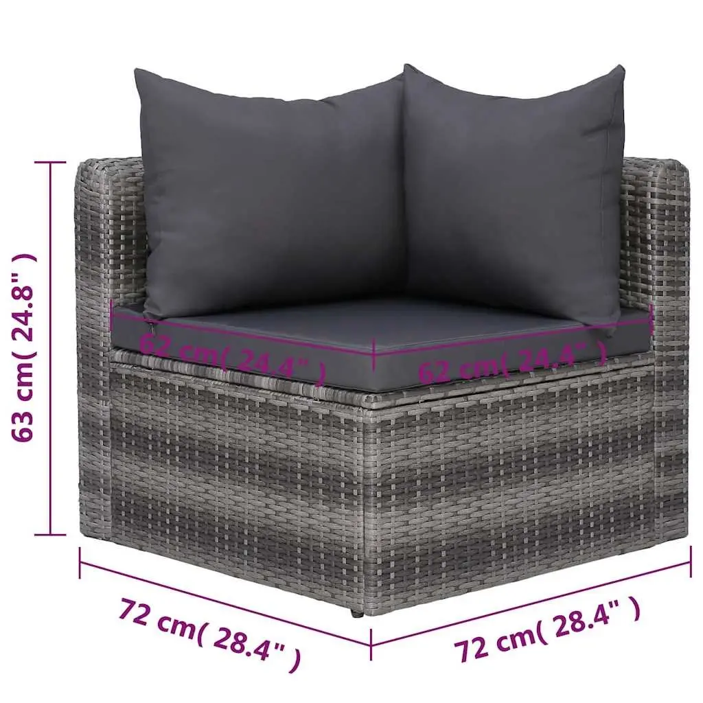 Outdoor Garden Sofa Set 7 Piece Poly Rattan Grey Patio Furniture with Cushions