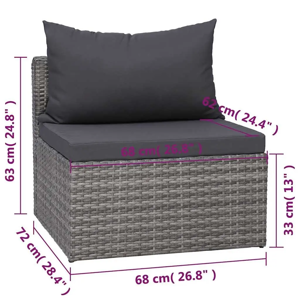 Outdoor Garden Sofa Set 7 Piece Poly Rattan Grey Patio Furniture with Cushions