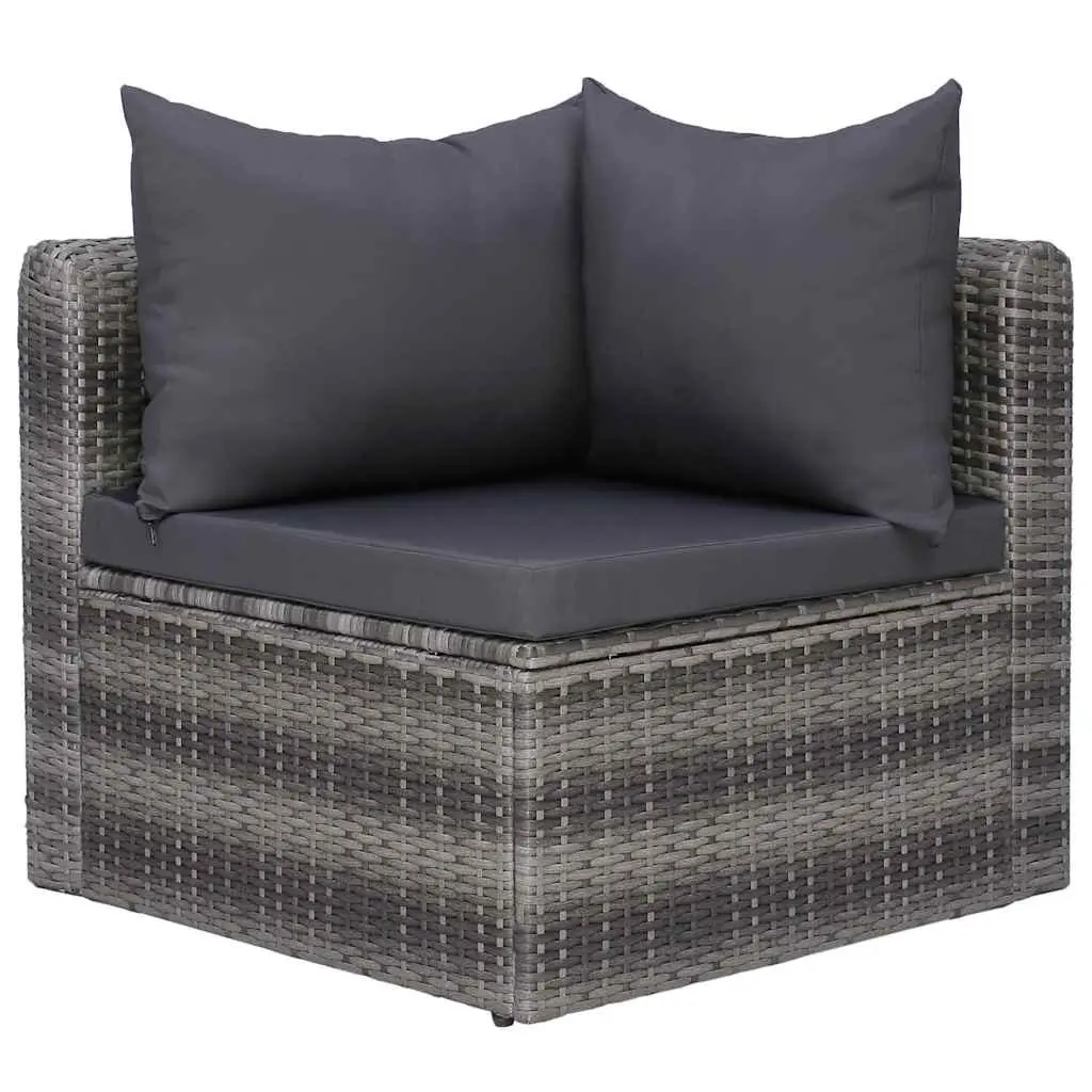 Outdoor Garden Sofa Set 7 Piece Poly Rattan Grey Patio Furniture with Cushions