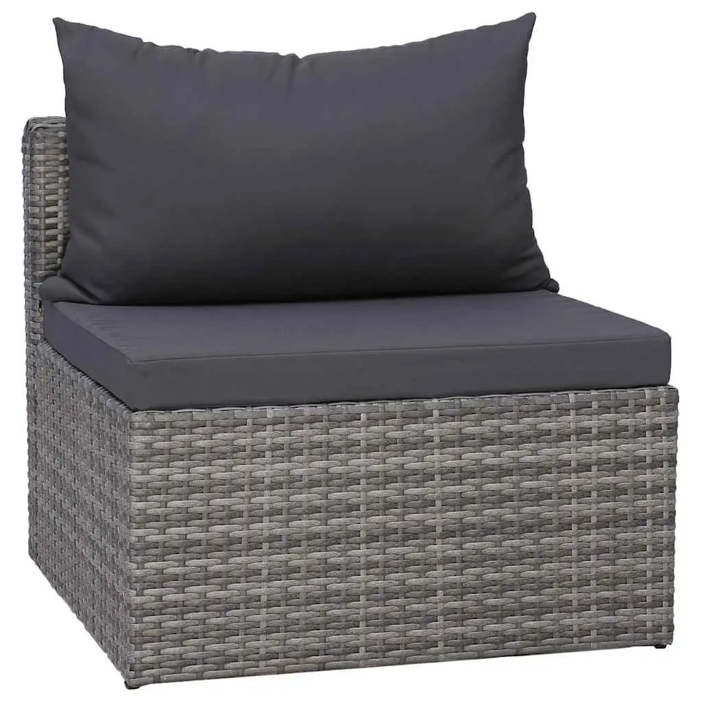Outdoor Garden Sofa Set 7 Piece Poly Rattan Grey Patio Furniture with Cushions