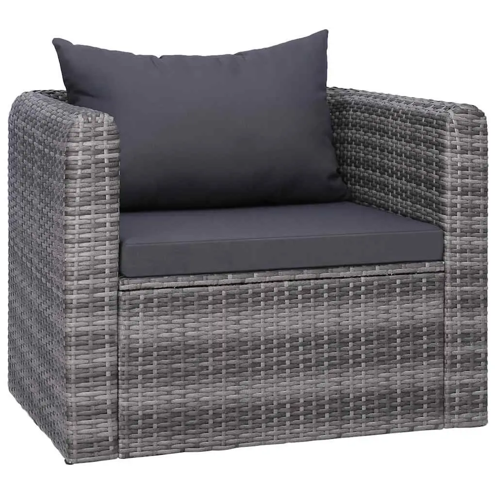 Outdoor Garden Sofa Set 7 Piece Poly Rattan Grey Patio Furniture with Cushions