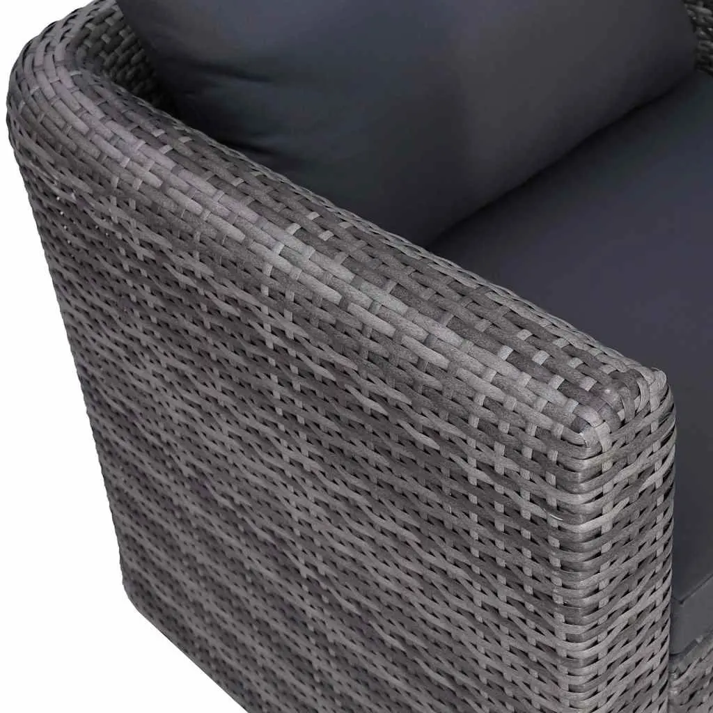 Outdoor Garden Sofa Set 7 Piece Poly Rattan Grey Patio Furniture with Cushions
