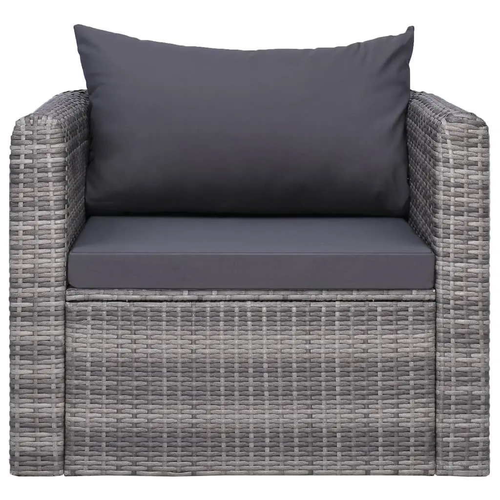 Outdoor Garden Chair Grey Poly Rattan with Cushion and Back Pillow Patio Seating