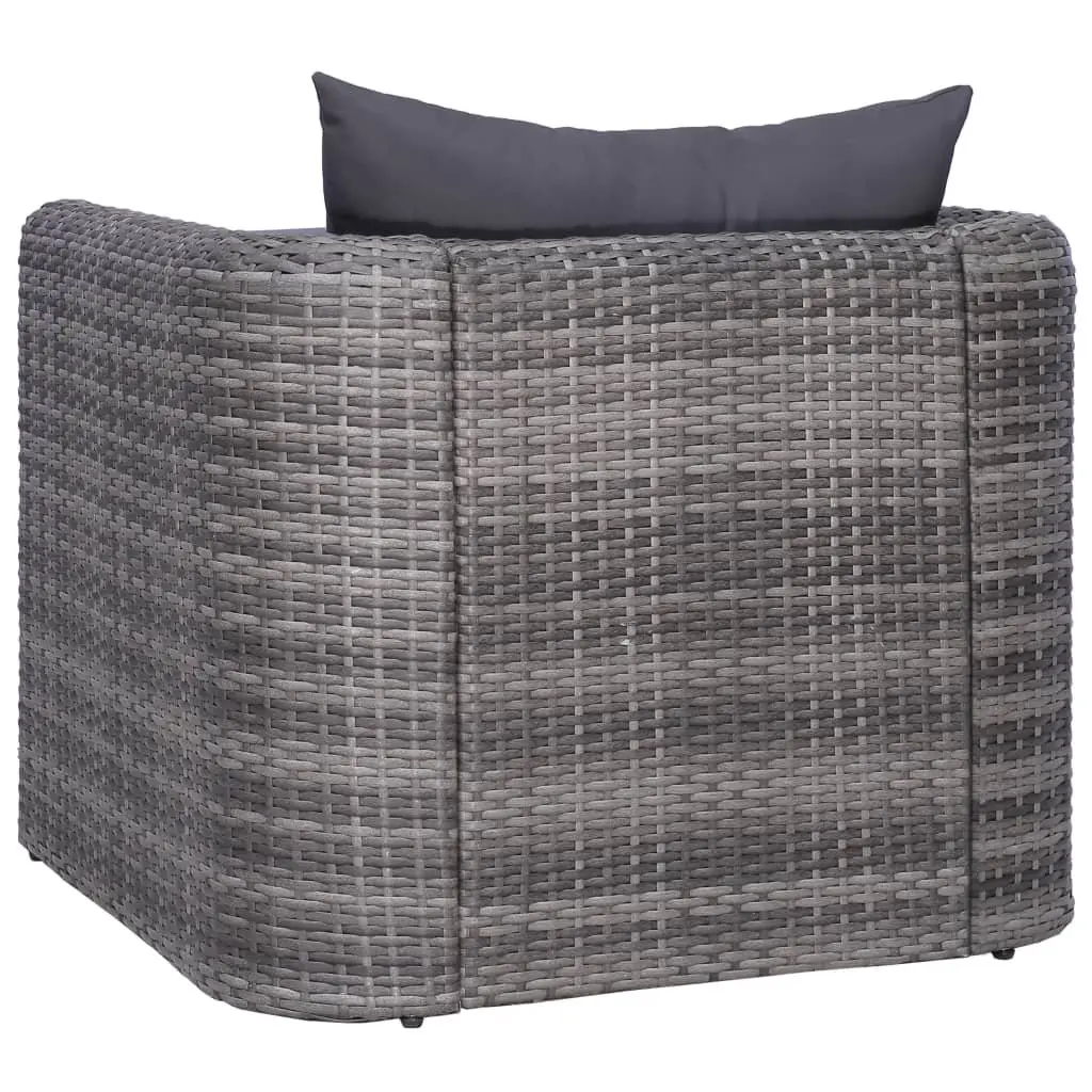 Outdoor Garden Chair Grey Poly Rattan with Cushion and Back Pillow Patio Seating