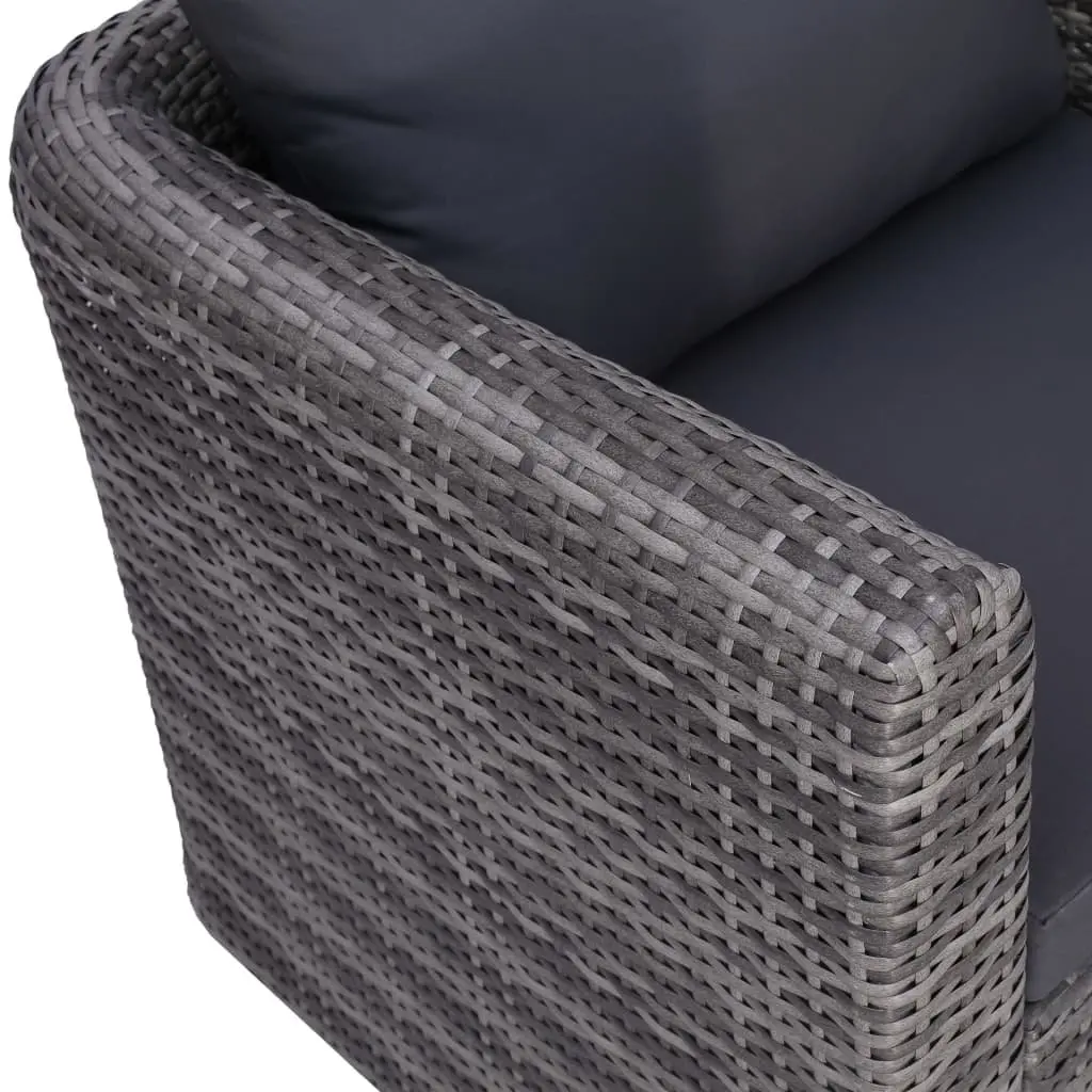 Outdoor Garden Chair Grey Poly Rattan with Cushion and Back Pillow Patio Seating