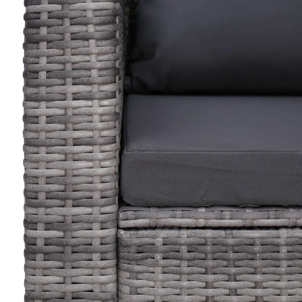 Outdoor Garden Chair Grey Poly Rattan with Cushion and Back Pillow Patio Seating