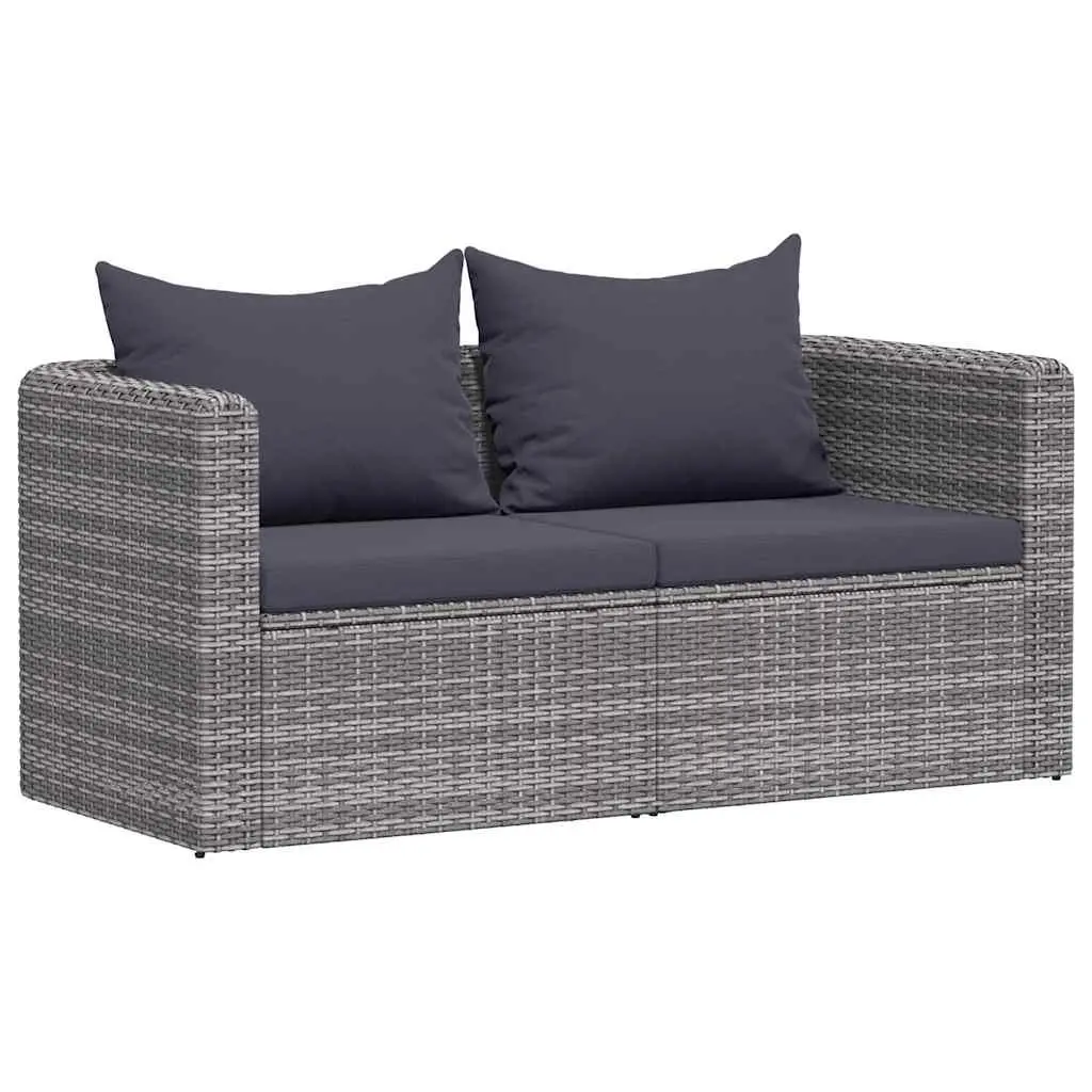Garden Corner Sofas Set 2 pcs Grey Outdoor Seating with Cushions Pillows