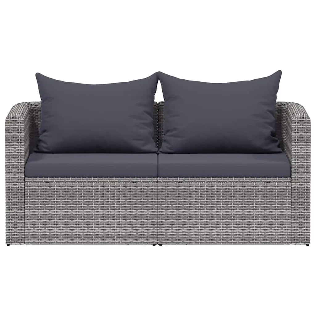 Garden Corner Sofas Set 2 pcs Grey Outdoor Seating with Cushions Pillows
