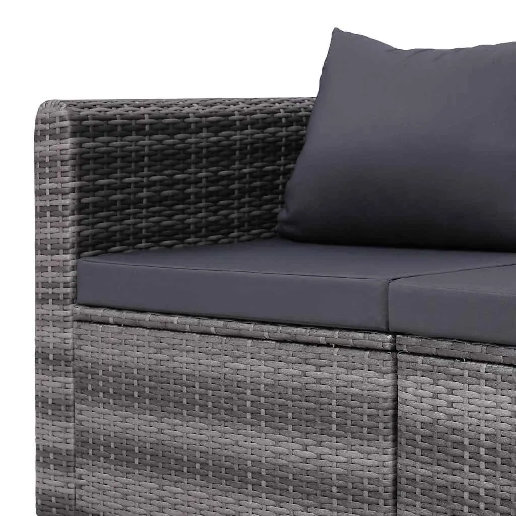 Garden Corner Sofas Set 2 pcs Grey Outdoor Seating with Cushions Pillows